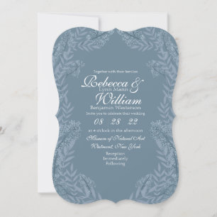 Dusty Light Blue Wedding Botanical Kaart