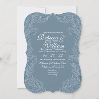 Dusty Light Blue Wedding Botanical Kaart