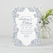 Dusty Light Blue Wedding  Botanical Kaart (Staand voorkant)