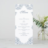 Dusty Light Blue Wedding Botanical Menu (Staand voorkant)