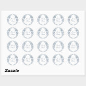 Dusty Light Blue Wedding  Botanical Ronde Sticker (Vel)