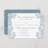 Dusty Light Blue Wedding Botanical RSVP Kaart (Voorkant / Achterkant)