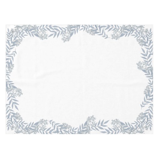 Dusty Light Blue Wedding  Botanical Tafelkleed (Voorkant (Horizontaal))