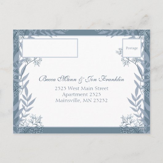 Dusty Light Blue Wedding  Briefkaart RSVP (Achterkant)