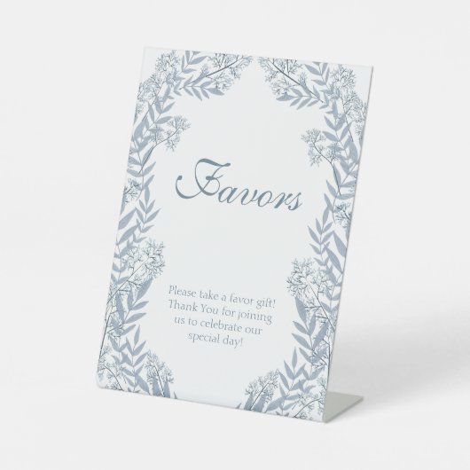 Dusty Light Blue Wedding  Favors Reclamebord Met Voetstuk (Voorkant)