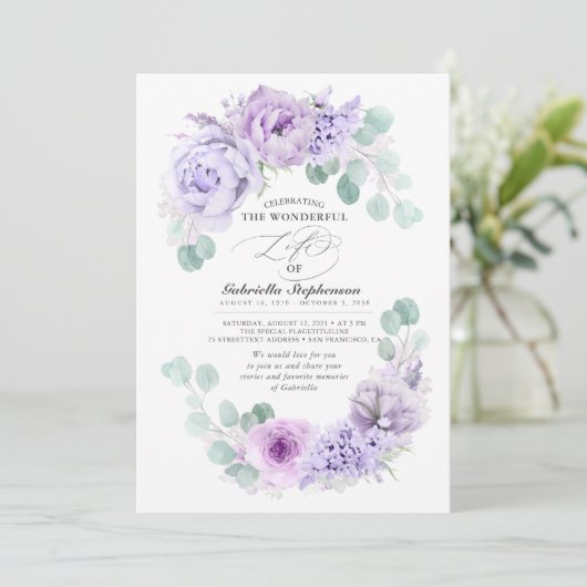 Dusty Light Purple Flowers Dreamweaver Elegant Fun Kaart (Staand voorkant)