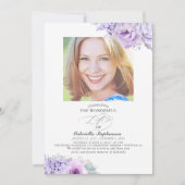Dusty Light Purple Flowers Elegant Funeral Photo Kaart (Voorkant)