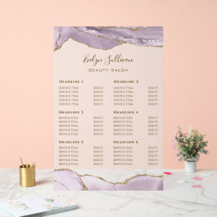 Dusty Lila Agaat prijslijst Acryl Bord