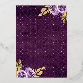 Dusty Lila Floral Dress Charro Quinceanera Gold Folie Uitnodiging (Achterkant)