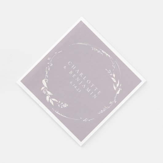 Dusty Lila Floral Wreath Monogram op maat Servet (Hoek)