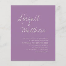 Dusty Lila Paars minimalistisch handschrift huweli