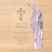 Dusty Lilac Agate Baptism Acryl Uitnodigingen (Voorkant)