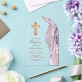 Dusty Lilac Agate Baptism Acryl Uitnodigingen (Insitu (Huwelijk))