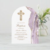 Dusty Lilac Agate Baptism Kaart (Staand voorkant)