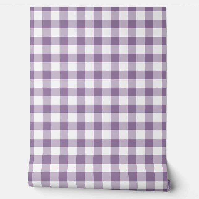 Dusty Lilac Gingham Check Green Buffalo Plaid Behang (Afrollen)