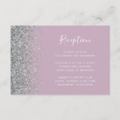 Dusty Lilac Silver Glitter Wedding Reception Informatiekaartje (Voorkant)