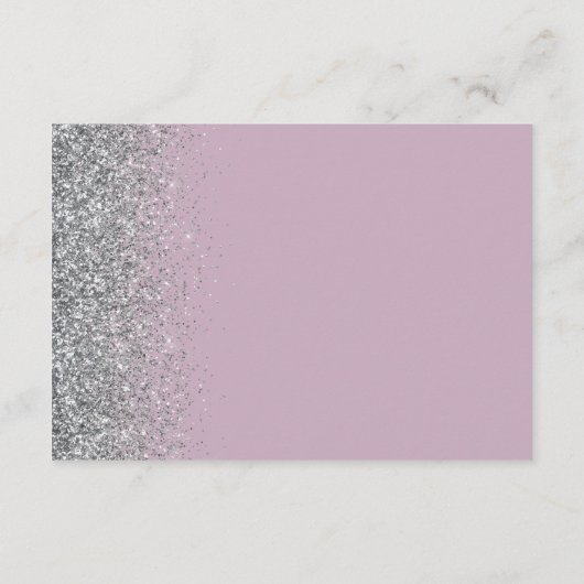 Dusty Lilac Silver Glitter Wedding Reception Informatiekaartje (Achterkant)