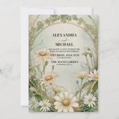 Dusty Marguerite Daisy Wedding Art Nouveau Kaart (Voorkant)