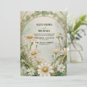 Dusty Marguerite Daisy Wedding Art Nouveau Kaart (Staand voorkant)
