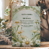 Dusty Marguerite Daisy Wedding Art Nouveau Kaart
