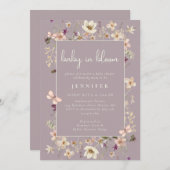 Dusty Mauve Baby in Bloom Wildflower Baby shower Kaart (Voorkant / Achterkant)