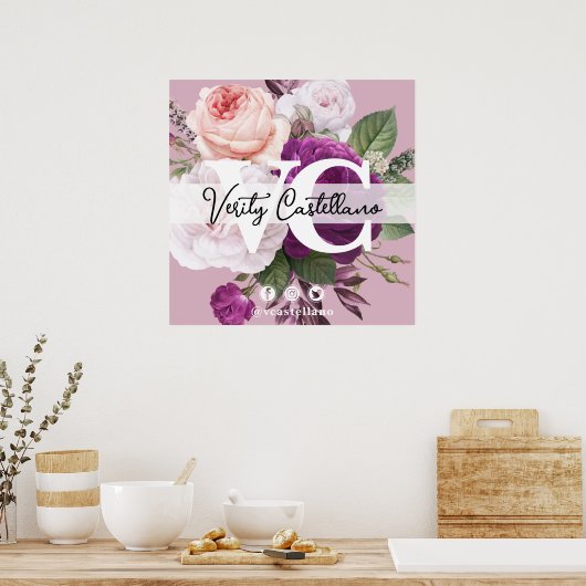 Dusty Mauve  Bloemen Persoonlijk Visitekaartje Poster (Keuken)