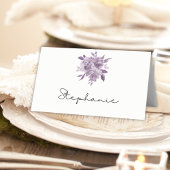 Dusty Mauve Bloemen Rozen Waterverf Bruiloft Plaatskaartje