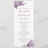 Dusty Mauve Bloemen Rozen Waterverf Bruiloft Programmakaart (Voorkant)
