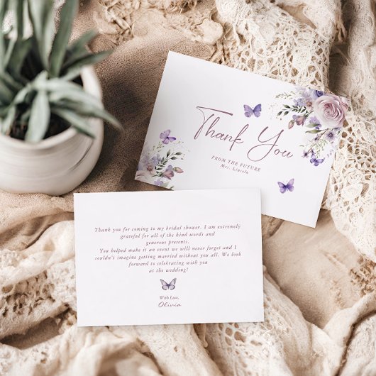 Dusty Mauve Bloemenvlinder Dank je kaart