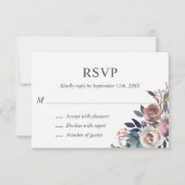 Dusty Mauve Blue Waterverf Floral RSVP Wedding (Voorkant)