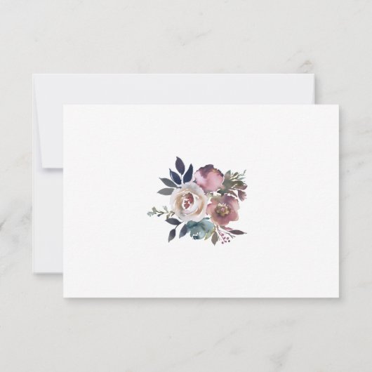Dusty Mauve Blue Waterverf Floral RSVP Wedding (Achterkant)