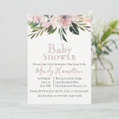 Dusty Mauve Botanical Baby shower Invitation Kaart (Staand voorkant)
