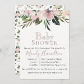Dusty Mauve Botanical Baby shower Invitation Kaart (Voorkant / Achterkant)