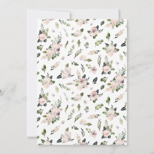 Dusty Mauve Botanical Boho Baby shower Invitation Kaart (Achterkant)