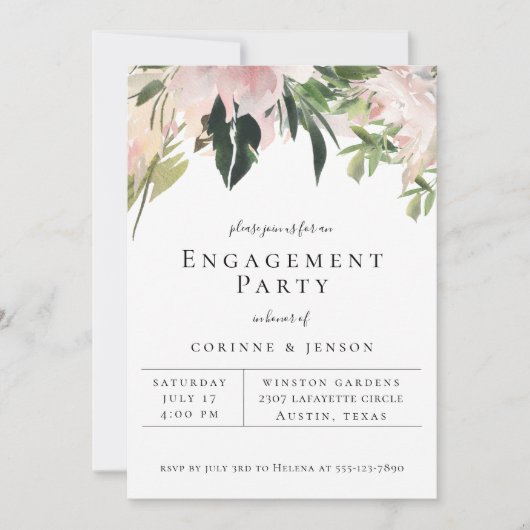 Dusty Mauve Botanical Floral Engagement Party Aankondiging (Voorkant)