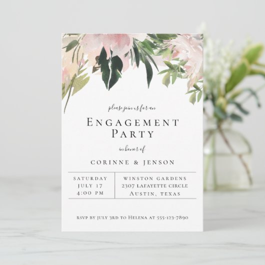 Dusty Mauve Botanical Floral Engagement Party Aankondiging (Staand voorkant)