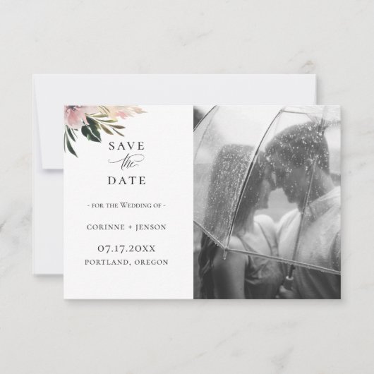 Dusty Mauve Botanical Photo Save the Date Aankondiging (Voorkant)