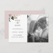 Dusty Mauve Botanical Photo Save the Date Aankondiging (Voorkant / Achterkant)