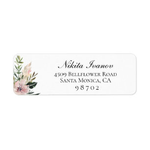 Dusty Mauve Botanical retouradres Etiket