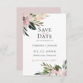 Dusty Mauve Botanical Save the Date Aankondiging (Voorkant / Achterkant)