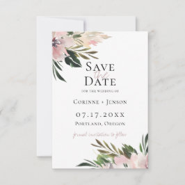 Dusty Mauve Botanical Save the Date Aankondiging