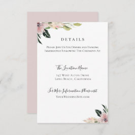Dusty Mauve Botanical Wedding Details Kaart