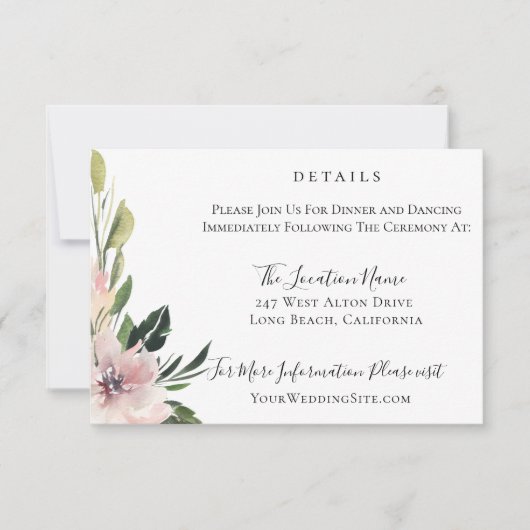 Dusty Mauve Botanical Wedding Details Kaart (Voorkant)