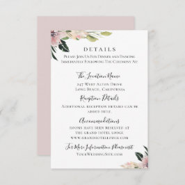 Dusty Mauve Botanical Wedding Details Kaart
