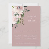 Dusty Mauve Botanical Wedding Invitation Aankondiging (Voorkant)