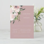 Dusty Mauve Botanical Wedding Invitation Aankondiging (Staand voorkant)