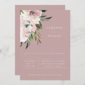 Dusty Mauve Botanical Wedding Invitation Aankondiging (Voorkant / Achterkant)