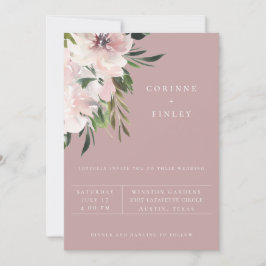 Dusty Mauve Botanical Wedding Invitation Aankondiging