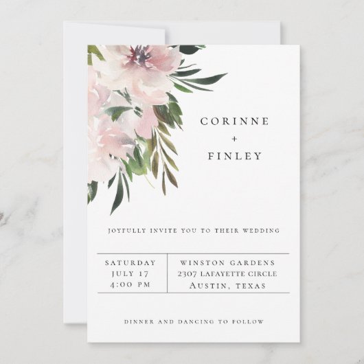 Dusty Mauve Botanical Wedding Invitation Aankondiging (Voorkant)