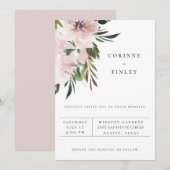 Dusty Mauve Botanical Wedding Invitation Aankondiging (Voorkant / Achterkant)